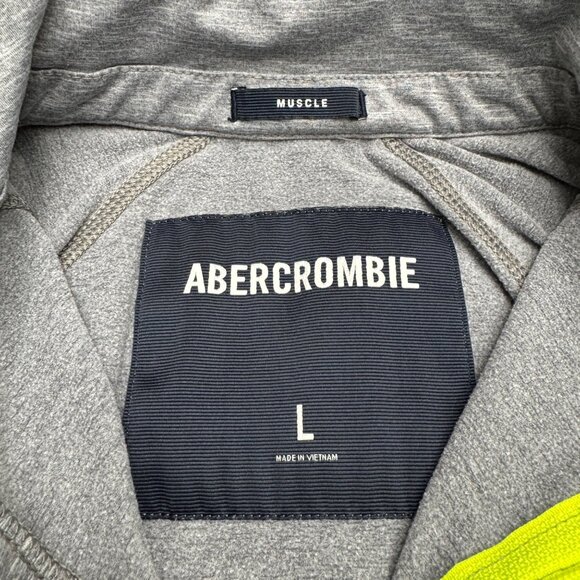 Abercrombie & Fitch Muscle Track Jacket Gray 1/4 Zip Pullover, Size L - Picture 5 of 8